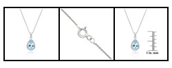 Sterling Silver Blue Topaz and CZ Teardrop Necklace