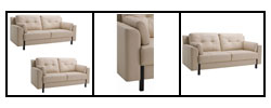 Tiffany Cream Leather Sofa and Loveseat