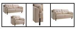 Tiffany Cream Leather Sofa and Chair