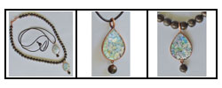 Copper Roman Glass Petersite Teardrop Necklace (Israel)