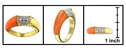 14k Yellow Gold Coral and 1/3ct TDW Diamond Ring (J, SI1)