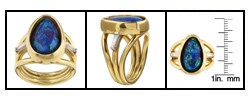 18k Gold Black Opal and 1/6ct TDW Diamond Ring (J, VS2)