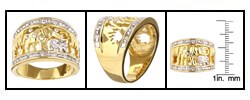 Gold over Sterling Silver White CZ Elephant Ring
