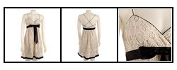Aidan Mattox Women's X-back Ivory/ Black Lace Dress