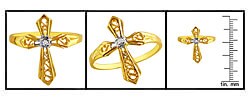 10k Yellow Gold Diamond Cross Fashion Ring
