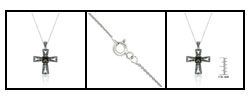 Silver Marcasite and Smokey Quartz Cross Necklace