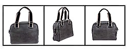 Fendi Dark Grey Medium Soft Pebbled Leather Boston Bag