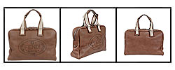 Fendi Large Brown Soft Pebbled Leather Boston Bag