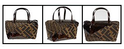 Fendi Zucca canvas zip top bag with patent leather