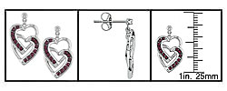 10k Gold Diamond and Ruby Heart Earrings