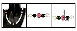 FW Pearl, Pink Opal and Black Onyx Bead Necklace