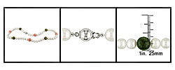 FW Pearl, Green Garnet and Pink Opal Bead Necklace (7.5-8 mm)