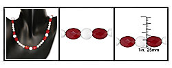FW Pearl, White Japer and Red Jade Bead Necklace (7-7.5 mm)