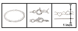 Sterling Silver Heart Link & Snake Chain Anklet Set
