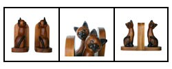 Hand-carved Cat Bookends