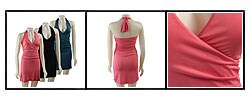 Ruby Women's V-neck Shirred Halter Dress