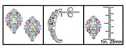 14k Gold 1/10ct TDW Diamond and Multi-gemstone Cluster Earrings (H-I, I1-I2)