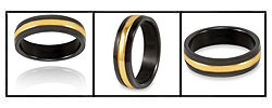 Black and Goldplated Polished Titanium Ring
