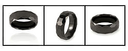 Polished Faceted Black-plated Tungsten Ring