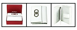 Ferragamo Textured White Leather Wallet