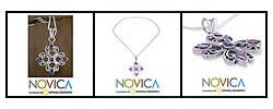 Sterling Silver 'Lilac Snowflake' Amethyst Necklace (India)