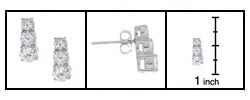 Sterling Silver Small Tri-stone CZ Earrings