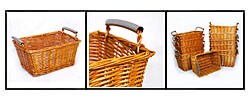 Metal-handled Wicker Rectangular Basket (Set of 12)