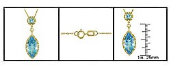 14k Gold Sky Blue Topaz and 1/6ct TDW Diamond Necklace (IJK, I2-I3)