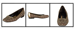 Fendi Women's Zucchino Gold Trim Ballet Flats