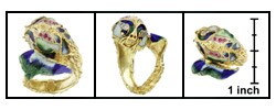 14k Yellow Gold and Enamel Sea Monster Ring