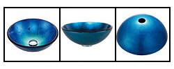 Kraus 14-inch Irruption Blue Glass Vessel Sink
