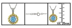 10k Two-tone Gold Round Blue Topaz Necklace