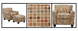 Park Ave Retro Beige Dot Armchair and Ottoman