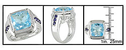 Sterling Silver Blue Topaz and Iolite Ring