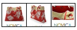 Cotton and Rattan 'Crimson Desire' Handbag (Thailand)