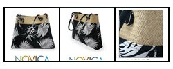Cotton and Rattan 'Black Desire' Handbag (Thailand)