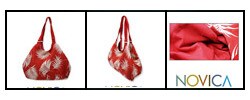 Cotton 'Floating on Red' Shoulder Bag (Thailand)