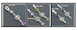 Sterling Silver Gemstone Drop Pendant (India)