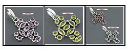 .925 Sterling Silver Gemstone Cross Pendant (India)