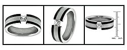 Stainless Steel Tension-set Cubic Zirconia Ring