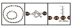 FW Brown and White Pearl Necklace Bracelet Set (8-9 mm)