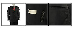 Joseph Abboud Men's Black Tonal Stripe Wool Suit