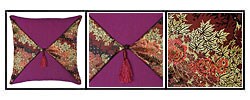 Plum and Autumn Floral Thai Silk Cushion Cover