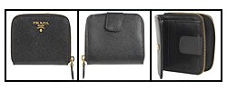 Prada Black Saffiano Leather Zip French Wallet