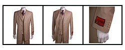 Mantoni Urban Peak Lapel Beige Wool Suit and Vest
