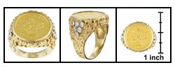 14k Gold 2.5 Dollar Coin and 5/8ct TDW Diamond Estate Ring (K, SI2) (Size 7.5)