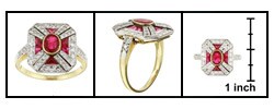 18k Gold Ruby and 1ct TDW Diamond Estate Ring (G, VS2)