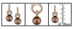 14k Gold Tahitian Pearl/ 1ct TDW Diamond Earrings (H-I-J, I1-I2) (9-10 mm)
