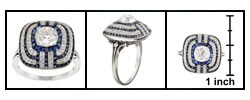 Platinum 2 1/10ct TDW Diamond and Sapphire Deco Estate Ring (H, VS2)