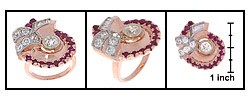 14k Pink Gold 1-1/2ct Old Mine Diamond Ruby Ring